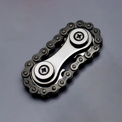 Bike Chain Fidget Spinner - Metallic Stress Relief Toy - Black