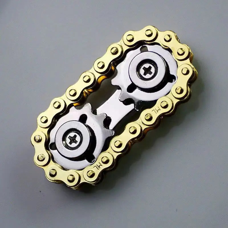 Bike Chain Fidget Spinner - Metallic Stress Relief Toy - Gold