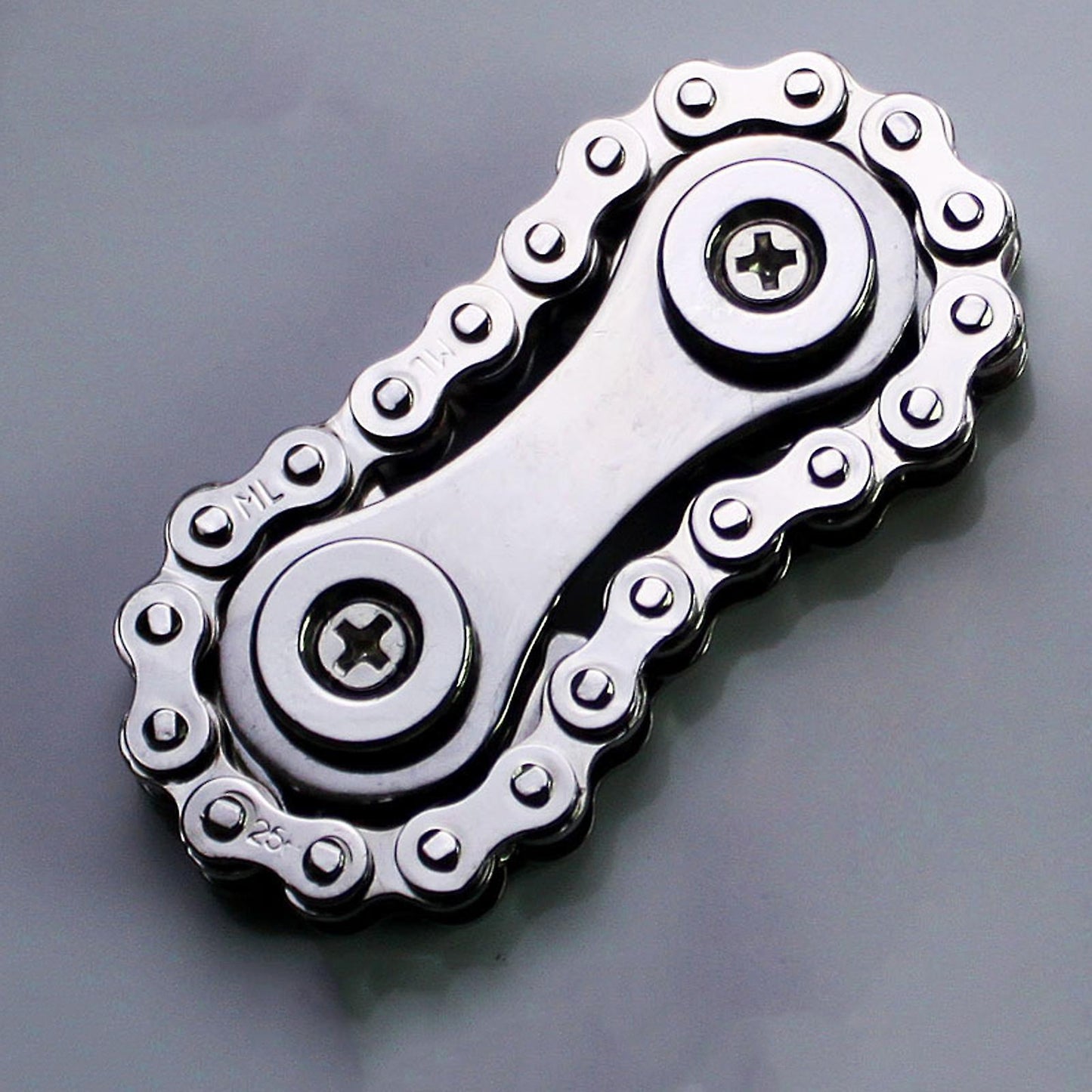 Bike Chain Fidget Spinner - Metallic Stress Relief Toy - Silver