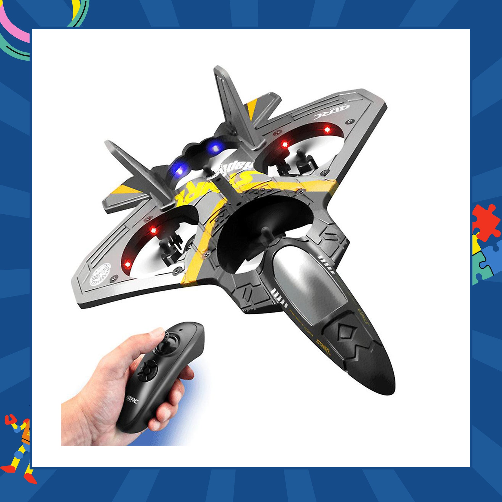 SkyRider Remote Fighter Jet - High-Flying Remote Control Aircraft - Smart - Toy - Plane - Grey - Gravity - Sensor - Toy - Drone