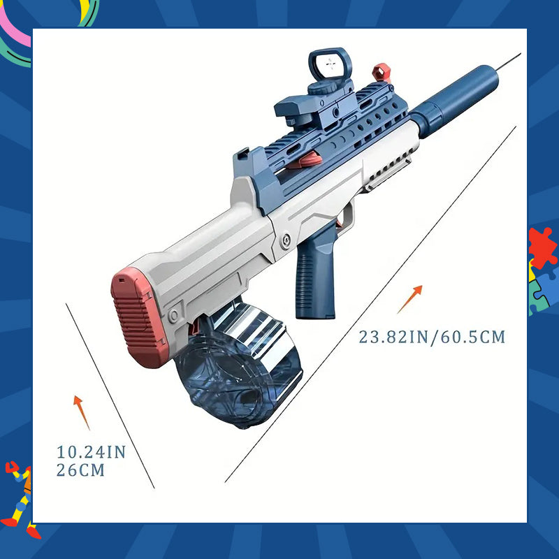 Aqua Sniper Elite Blue Electric Water Gun Dimensions Size Measurements DescriptionFun Summer Kids Adults
